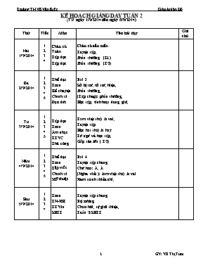 Giáo án Lớp 2 - Tuần 2 - Năm học 2014-2015